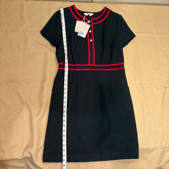 Boden NWT Green Tweed Mini Dress size 8 with Red Grosgrain Ribbon - Picture 6 of 10